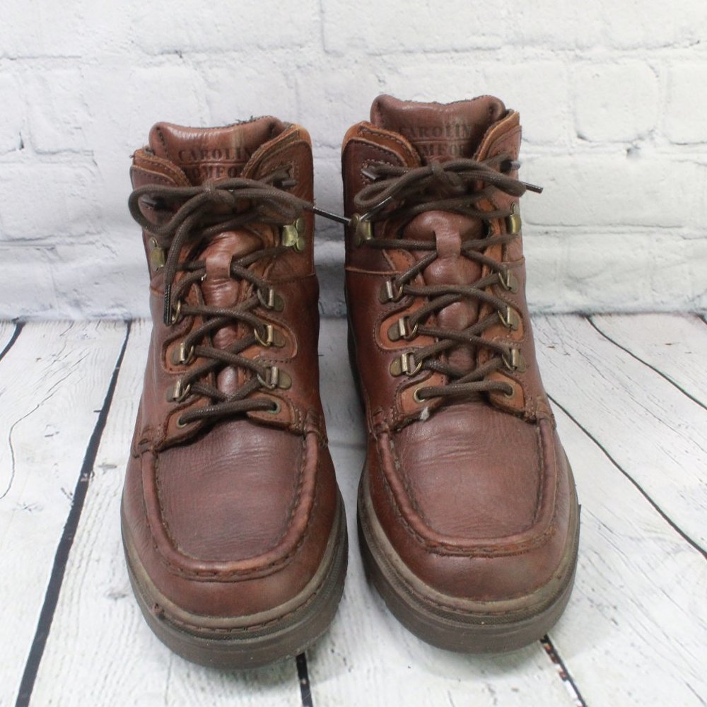 Carolina Brown Leather Lace-up Padded Chukka Work Ankle Boots Size 8 D - Picture 5 of 9